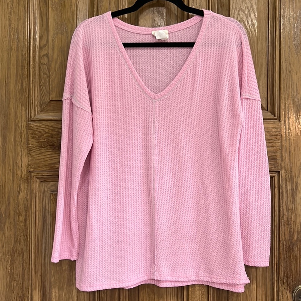 Pink long sleeve Waffle Knit - medium